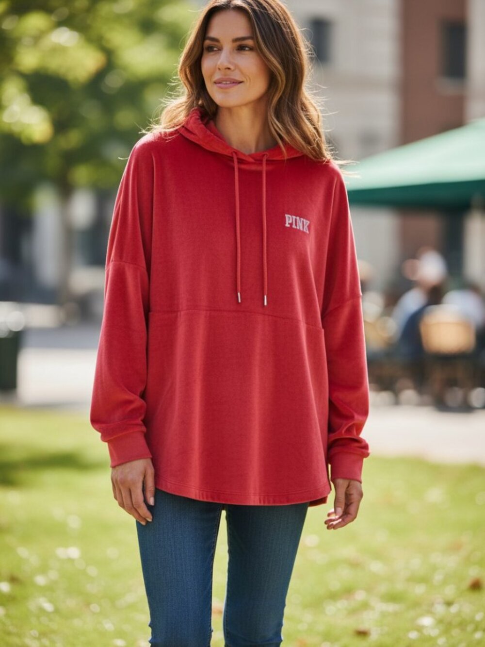Victoria’s Secret PINK Velour Pullover Hoodie Oversized LOVE PINK Sweatshirt